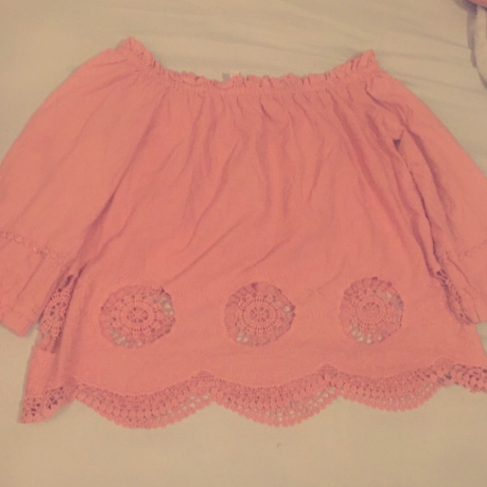 Pink off the shoulder blouse